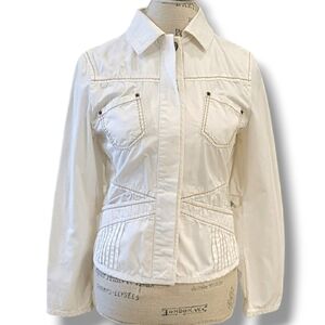 Blue Willi's Cream Jacket Tan Stitching - Size Small